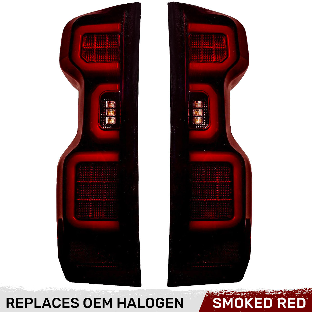 Chevy Silverado 19-23 1500 & 20-23 2500/3500 (Replaces Factory OEM Halogen Tail Lights ONLY) 4th GEN Body Style OLED TAIL LIGHTS - Red Smoked Lens
