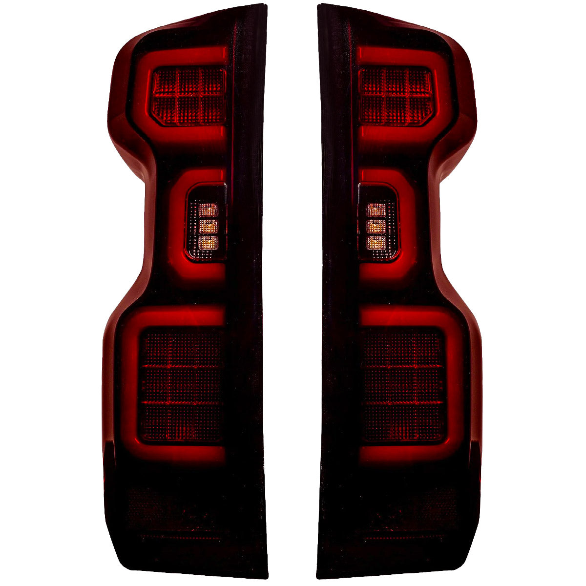 Chevy Silverado 19-23 1500 & 20-23 2500/3500 (Replaces Factory OEM Halogen Tail Lights ONLY) 4th GEN Body Style OLED TAIL LIGHTS - Red Smoked Lens - Image 3
