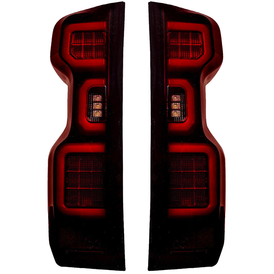 Chevy Silverado 19-23 1500 & 20-23 2500/3500 (Replaces Factory OEM Halogen Tail Lights ONLY) 4th GEN Body Style OLED TAIL LIGHTS - Red Smoked Lens - Image 3