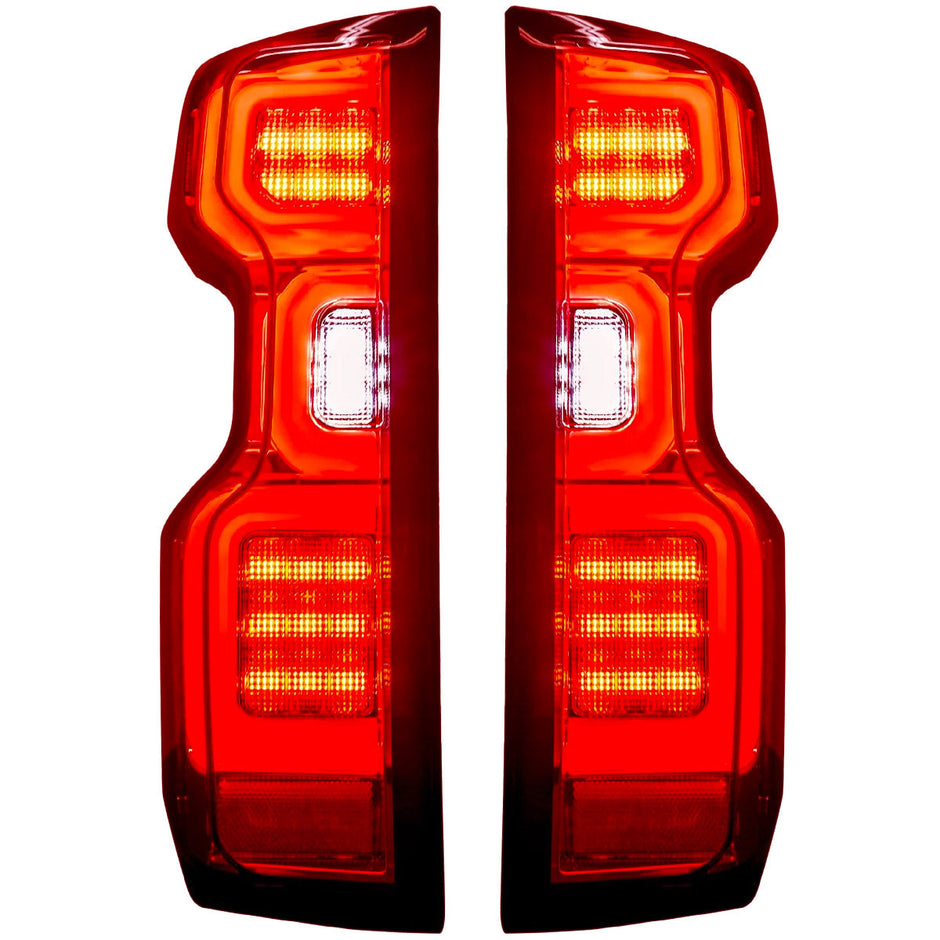 Chevy Silverado 19-23 1500 & 20-23 2500/3500 (Replaces Factory OEM Halogen Tail Lights ONLY) 4th GEN Body Style OLED TAIL LIGHTS - Red Lens - Image 2