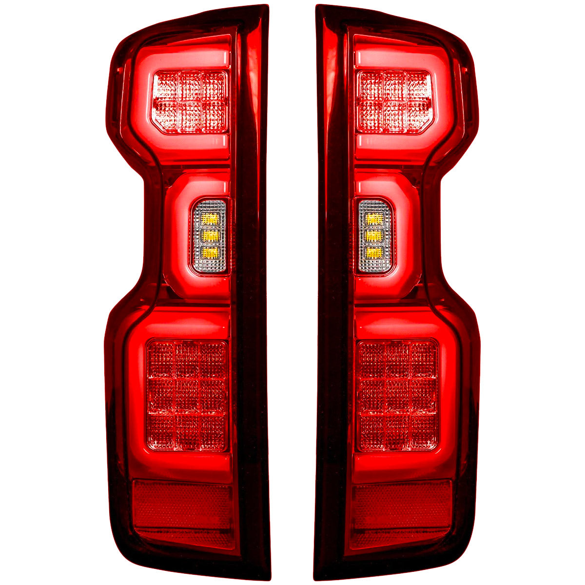 Chevy Silverado 19-23 1500 & 20-23 2500/3500 (Replaces Factory OEM Halogen Tail Lights ONLY) 4th GEN Body Style OLED TAIL LIGHTS - Red Lens - Image 4