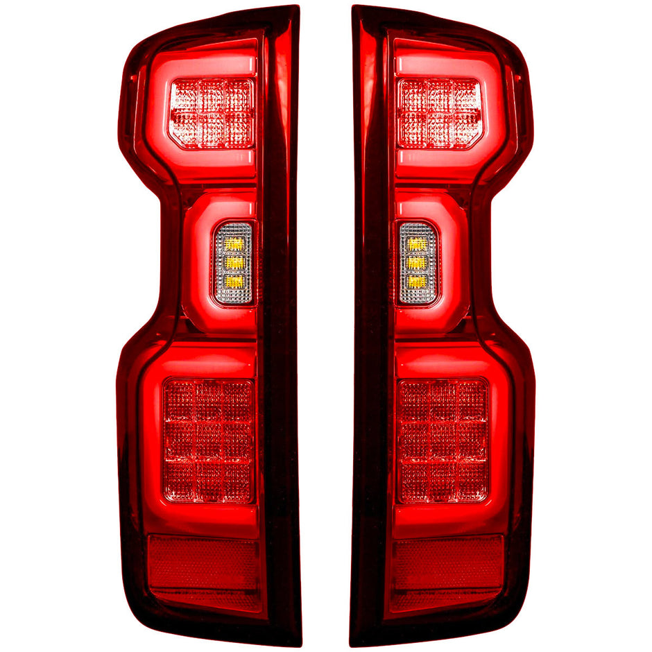 Chevy Silverado 19-23 1500 & 20-23 2500/3500 (Replaces Factory OEM Halogen Tail Lights ONLY) 4th GEN Body Style OLED TAIL LIGHTS - Red Lens - Image 4