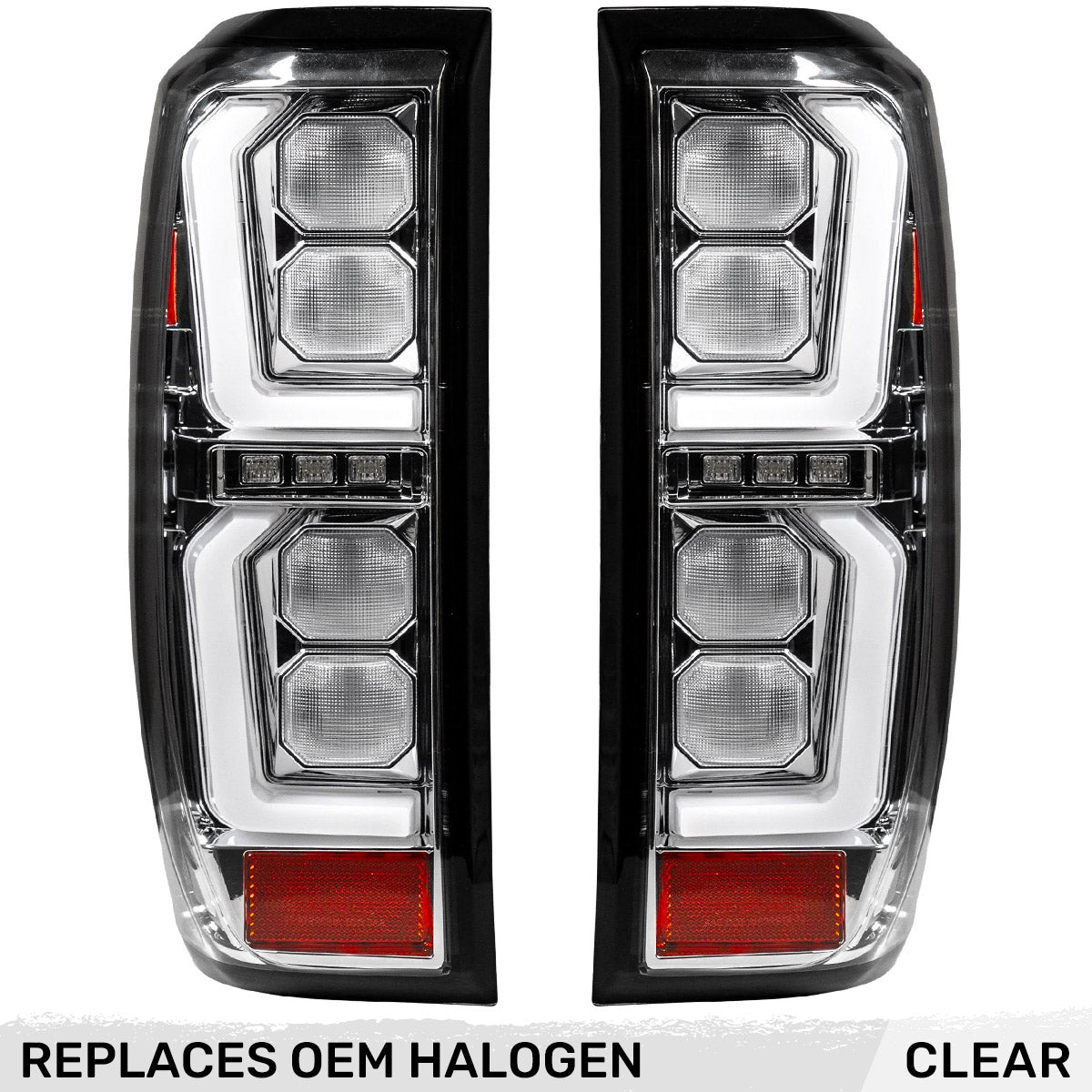 GMC Sierra 19-23 1500 & 20-23 2500/3500 (Only Fits Single Wheel Body Style Trucks with Factory OEM Halogen Tail Lights) 4th GEN Body Style OLED TAIL LIGHTS - Clear Lens - Image 3