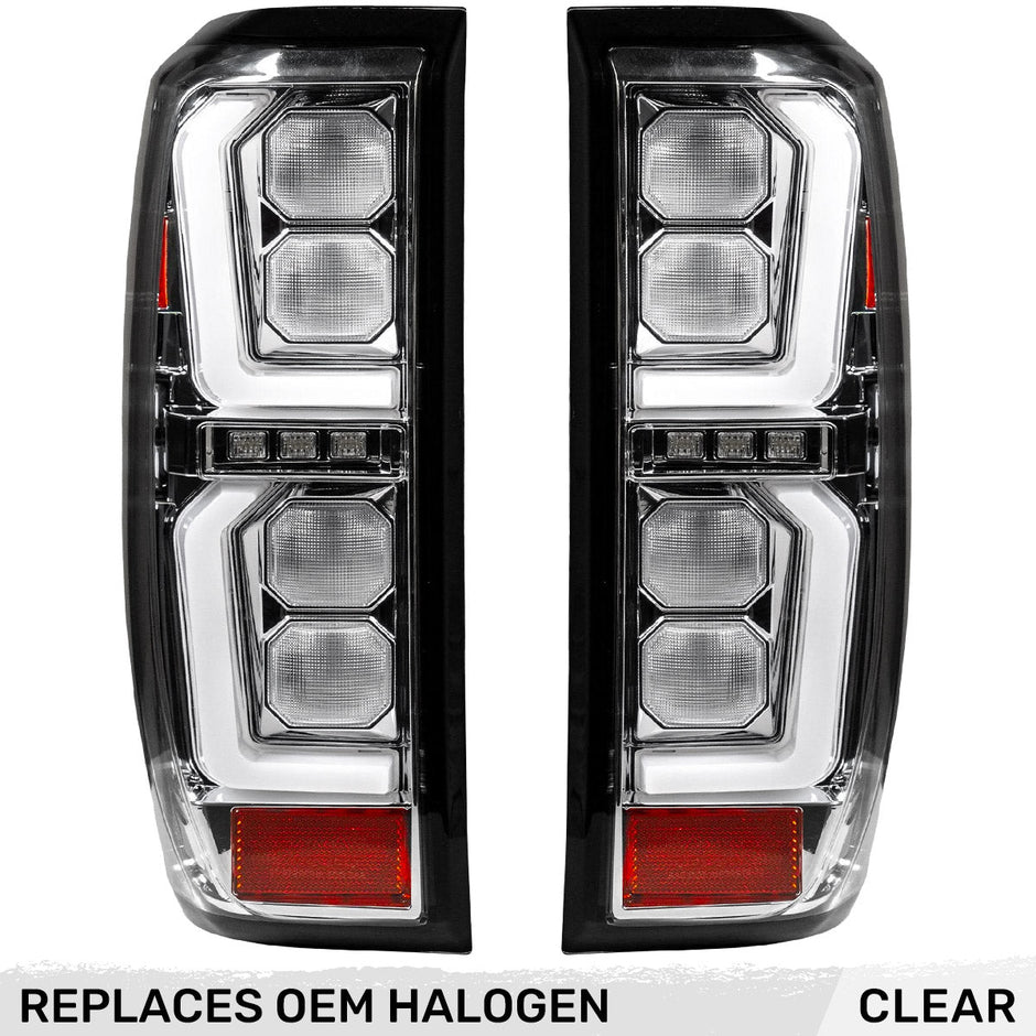 GMC Sierra 19-23 1500 & 20-23 2500/3500 (Only Fits Single Wheel Body Style Trucks with Factory OEM Halogen Tail Lights) 4th GEN Body Style OLED TAIL LIGHTS - Clear Lens - Image 3