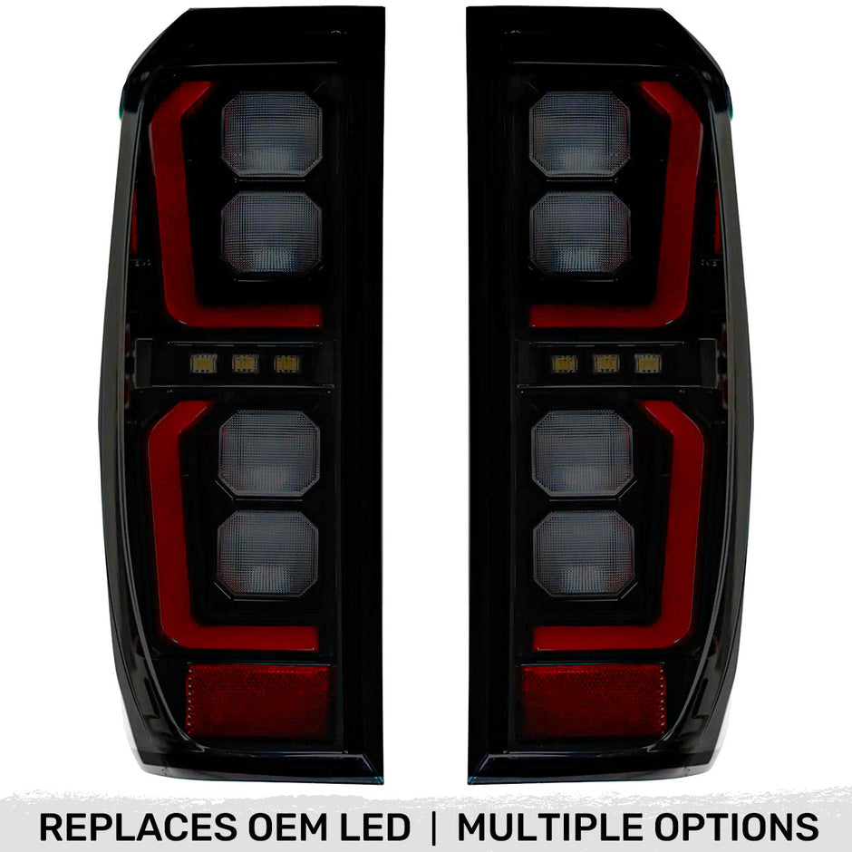 GMC Sierra 19-23 1500 & 20-23 2500/3500 (Only Fits Single Wheel Body Style Trucks with Factory OEM LED Tail Lights) 4th GEN Body Style OLED TAIL LIGHTS - Smoked Lens