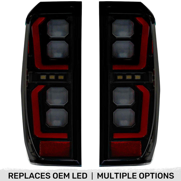 GMC Sierra 19-23 1500 & 20-23 2500/3500 (Only Fits Single Wheel Body Style Trucks with Factory OEM LED Tail Lights) 4th GEN Body Style OLED TAIL LIGHTS - Smoked Lens