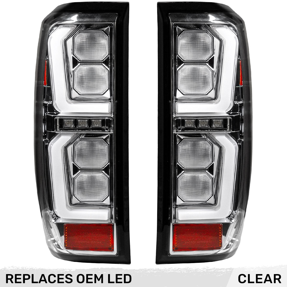 GMC Sierra 19-23 1500 & 20-23 2500/3500 (Only Fits Single Wheel Body Style Trucks with Factory OEM LED Tail Lights) 4th GEN Body Style OLED TAIL LIGHTS - Clear Lens - Image 3