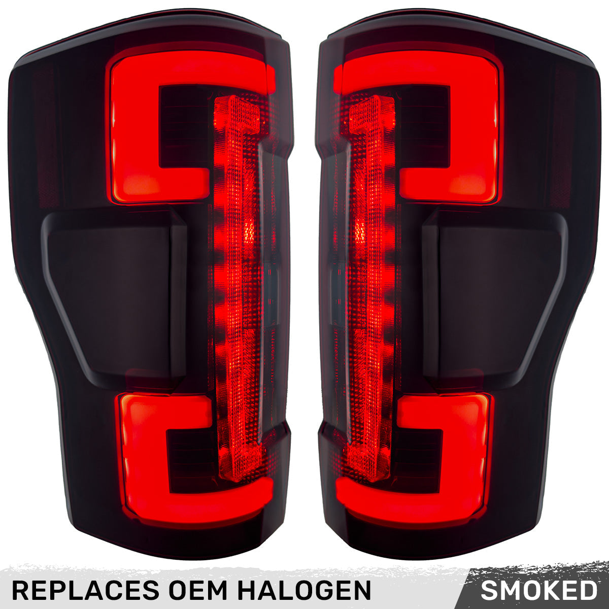 Ford Superduty F250/350/450/550 20-22 (Replaces OEM Halogen Style Tail Lights Both With & Without BLIS Blind Spot Warning System) OLED TAIL LIGHTS - Smoked Lens - Image 3