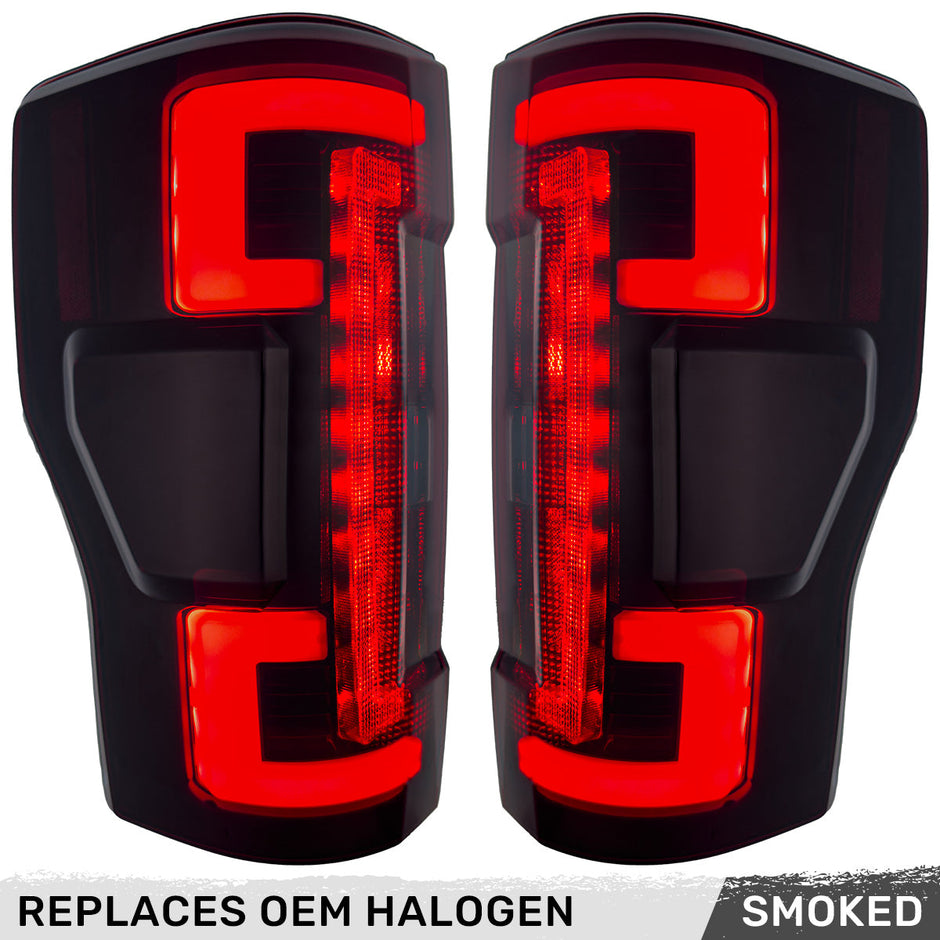 Ford Superduty F250/350/450/550 20-22 (Replaces OEM Halogen Style Tail Lights Both With & Without BLIS Blind Spot Warning System) OLED TAIL LIGHTS - Smoked Lens - Image 3