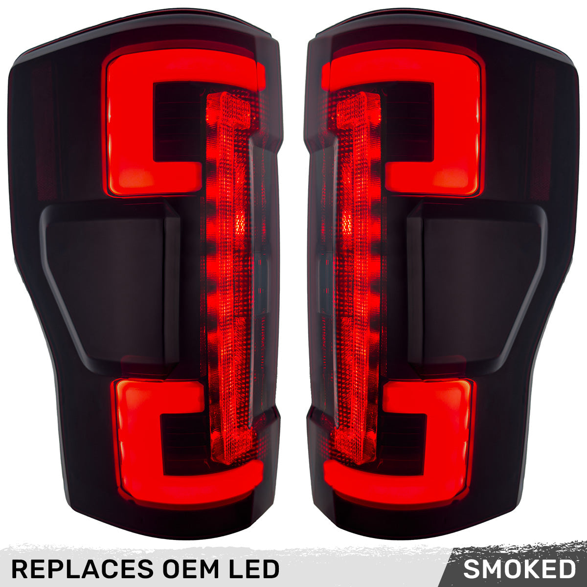 Ford Superduty F250/350/450/550 20-22 (Replaces OEM LED Style Tail Lights with BLIS Blind Spot Warning System) OLED TAIL LIGHTS - Smoked Lens - Image 2