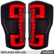 Ford Superduty F250/350/450/550 20-22 (Replaces OEM LED Style Tail Lights with BLIS Blind Spot Warning System) OLED TAIL LIGHTS - Smoked Lens - Image 2