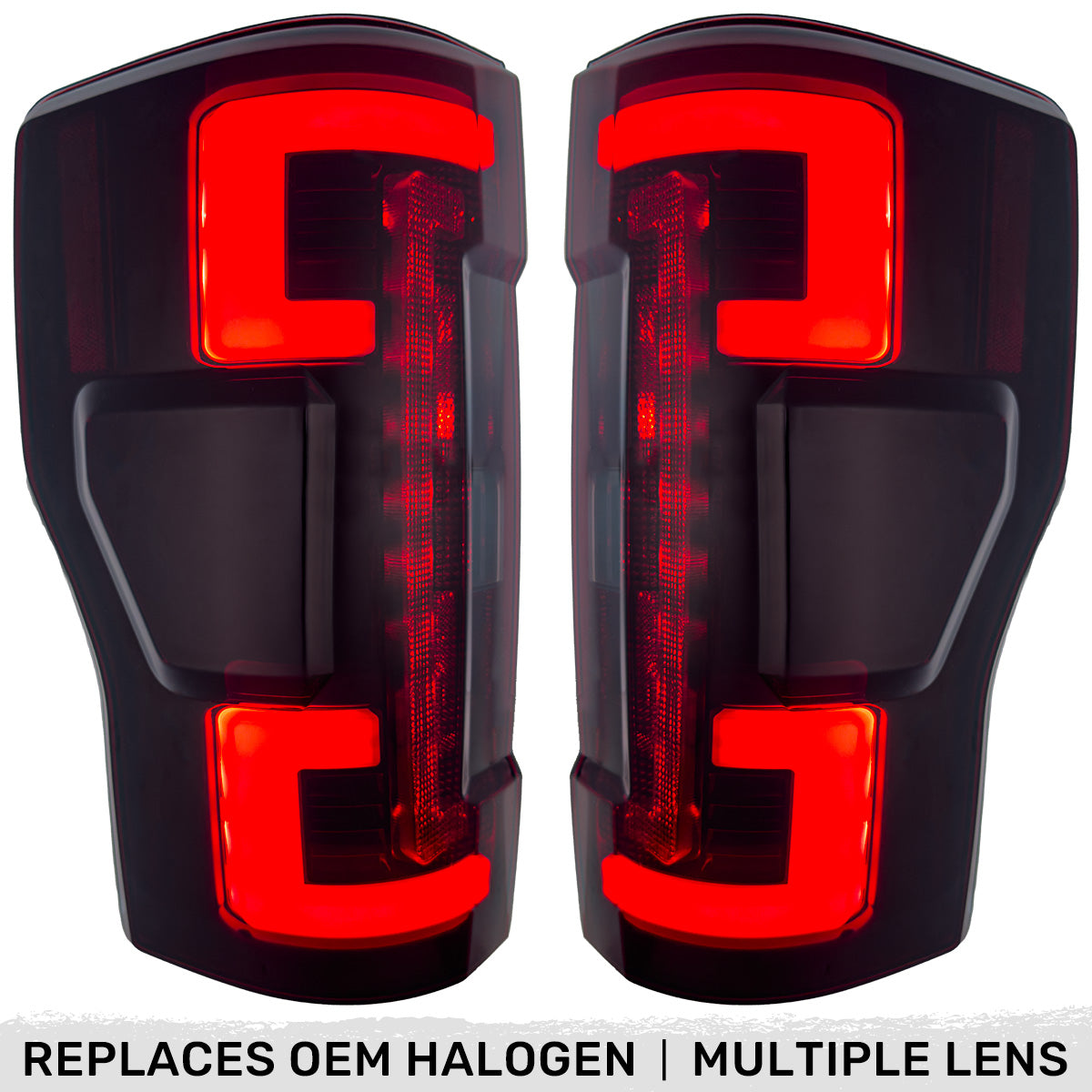 Ford Superduty F250/350/450/550 20-22 (Replaces OEM Halogen Style Tail Lights Both With & Without BLIS Blind Spot Warning System) OLED TAIL LIGHTS - Smoked Lens
