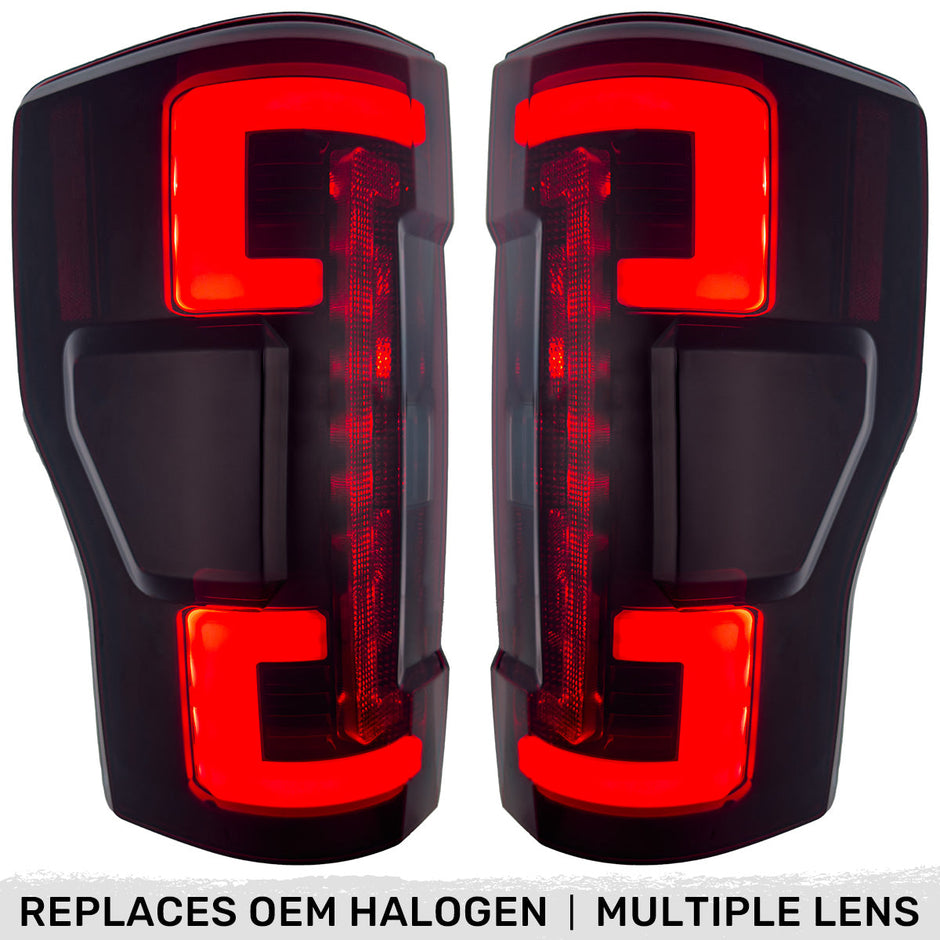 Ford Superduty F250/350/450/550 20-22 (Replaces OEM Halogen Style Tail Lights Both With & Without BLIS Blind Spot Warning System) OLED TAIL LIGHTS - Smoked Lens