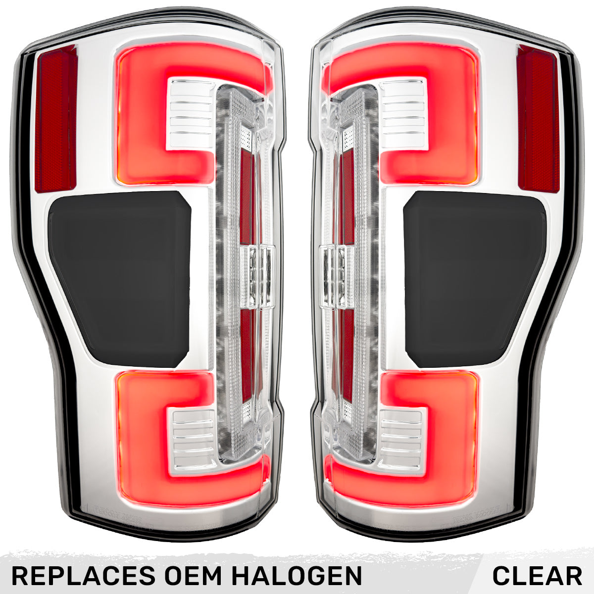 Ford Superduty F250/350/450/550 20-22 (Replaces OEM Halogen Style Tail Lights Both With & Without BLIS Blind Spot Warning System) OLED TAIL LIGHTS - Clear Lens
