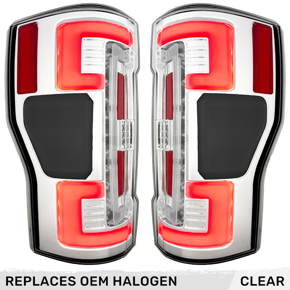 Ford Superduty F250/350/450/550 20-22 (Replaces OEM Halogen Style Tail Lights Both With & Without BLIS Blind Spot Warning System) OLED TAIL LIGHTS - Clear Lens