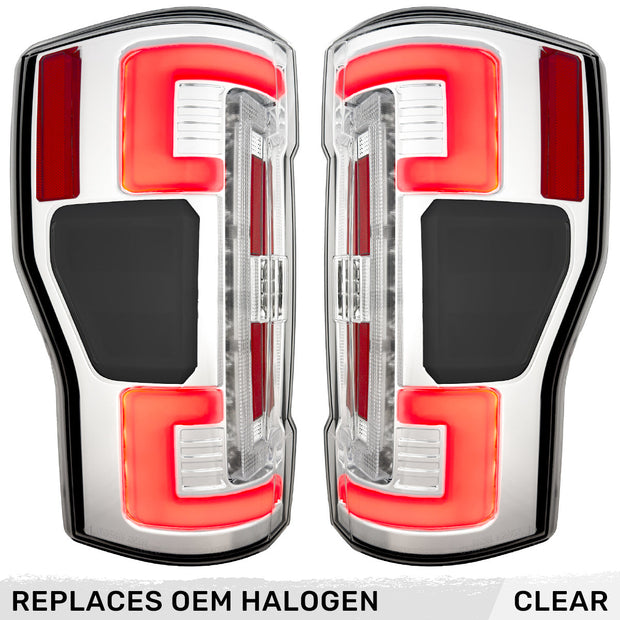 Ford Superduty F250/350/450/550 20-22 (Replaces OEM Halogen Style Tail Lights Both With & Without BLIS Blind Spot Warning System) OLED TAIL LIGHTS - Clear Lens