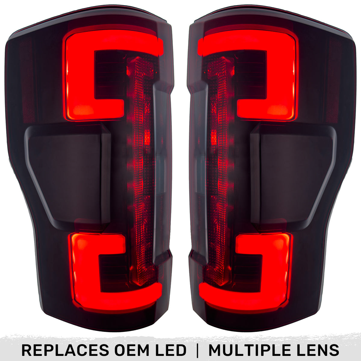 Ford Superduty F250/350/450/550 20-22 (Replaces OEM LED Style Tail Lights with BLIS Blind Spot Warning System) OLED TAIL LIGHTS - Smoked Lens