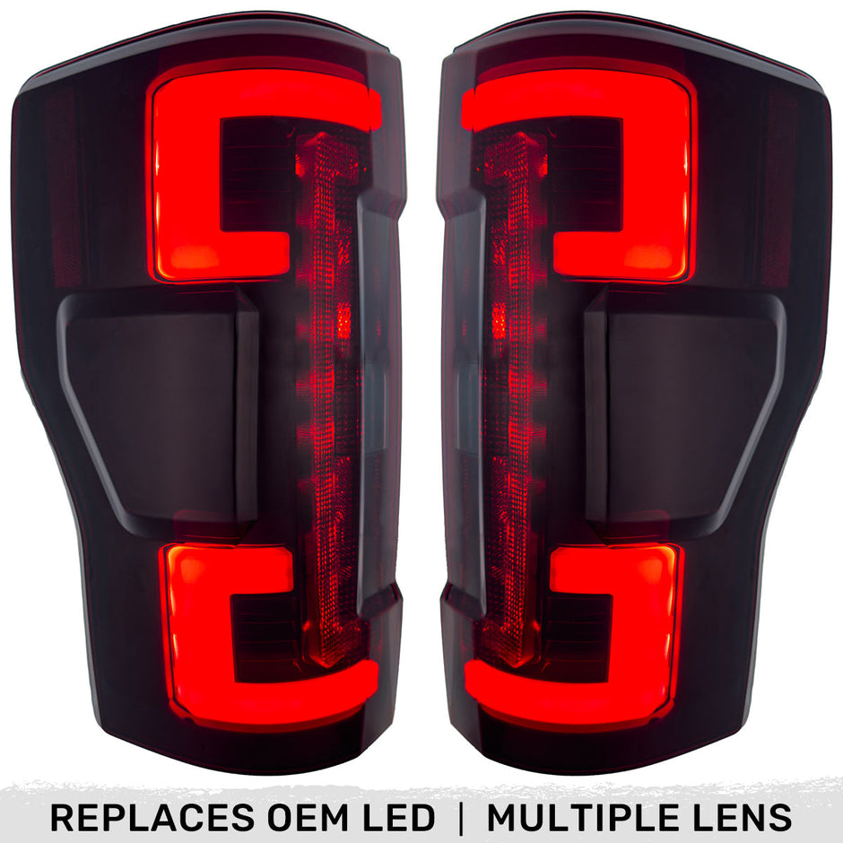 Ford Superduty F250/350/450/550 20-22 (Replaces OEM LED Style Tail Lights with BLIS Blind Spot Warning System) OLED TAIL LIGHTS - Smoked Lens