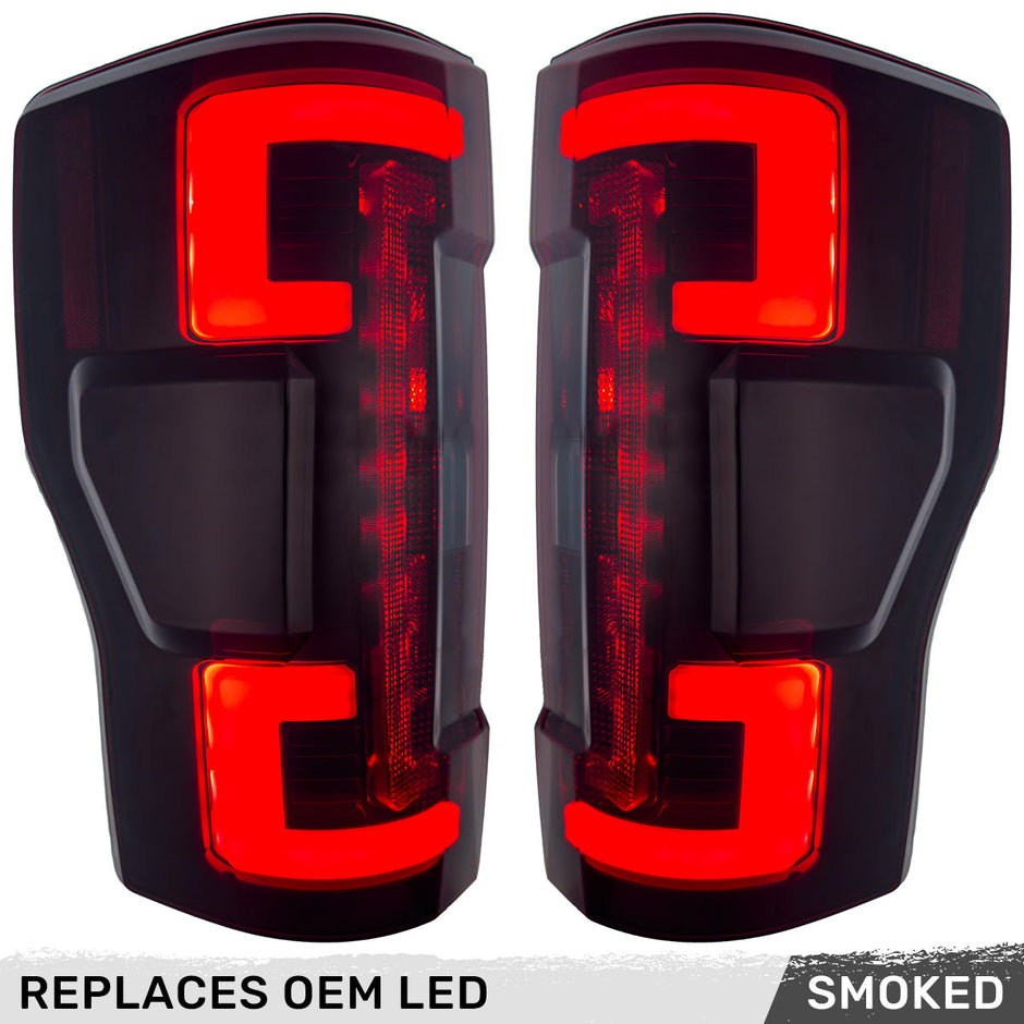 Ford Superduty F250/350/450/550 20-22 (Replaces OEM LED Style Tail Lights with BLIS Blind Spot Warning System) OLED TAIL LIGHTS - Smoked Lens - Image 5