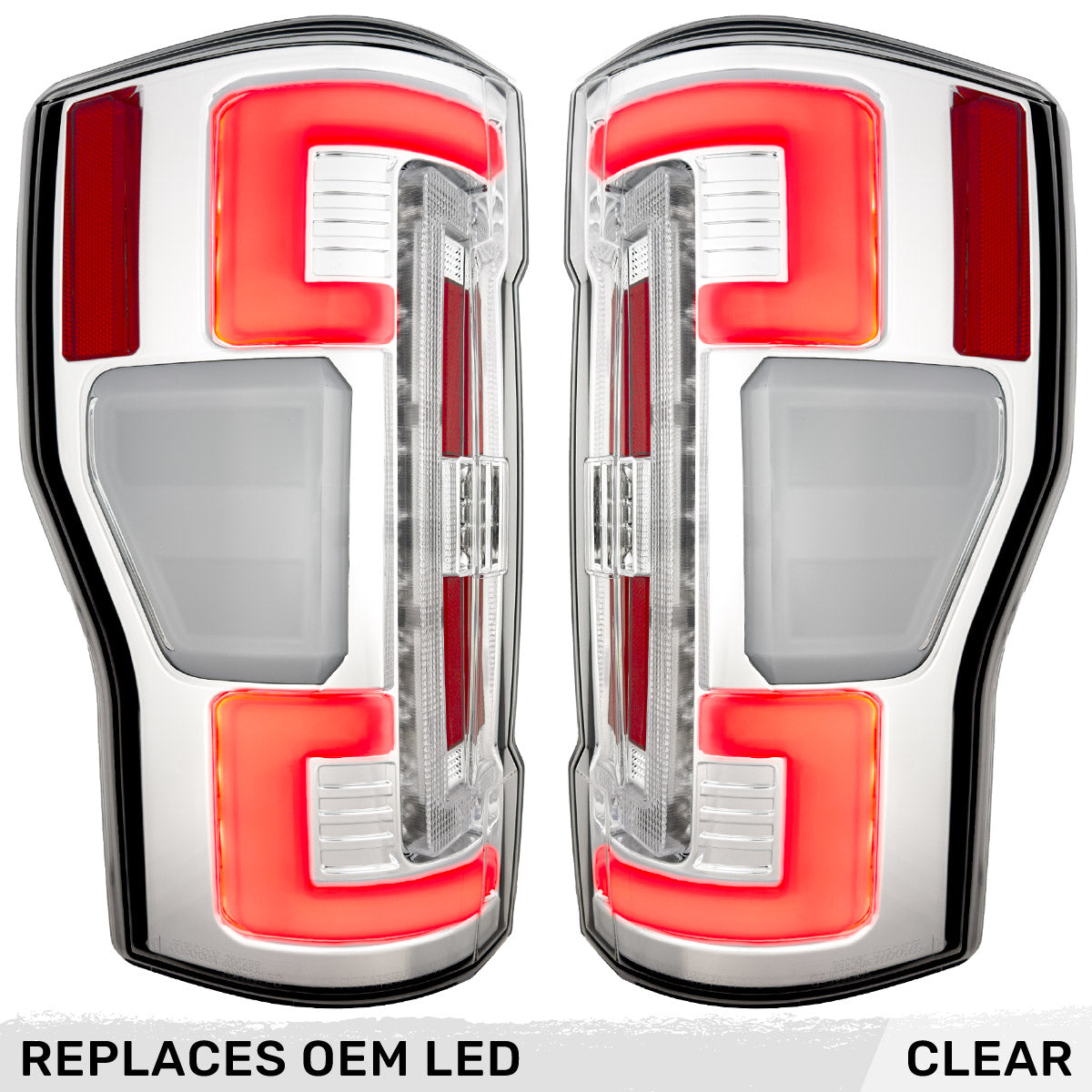 Ford Superduty F250/350/450/550 20-22 (Replaces OEM LED Style Tail Lights with BLIS Blind Spot Warning System) OLED TAIL LIGHTS - Clear Lens