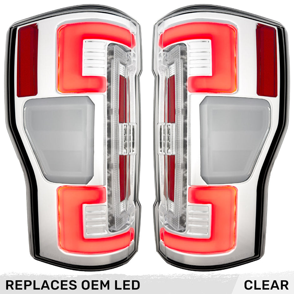 Ford Superduty F250/350/450/550 20-22 (Replaces OEM LED Style Tail Lights with BLIS Blind Spot Warning System) OLED TAIL LIGHTS - Clear Lens