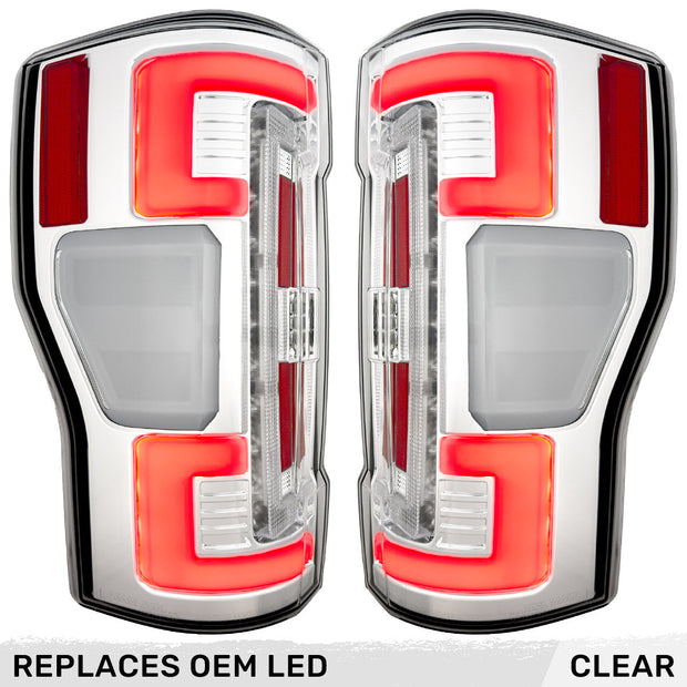 Ford Superduty F250/350/450/550 20-22 (Replaces OEM LED Style Tail Lights with BLIS Blind Spot Warning System) OLED TAIL LIGHTS - Clear Lens