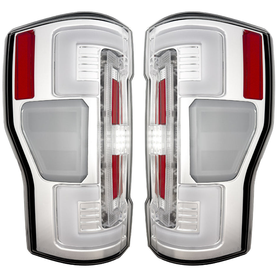 Ford Superduty F250/350/450/550 20-22 (Replaces OEM LED Style Tail Lights with BLIS Blind Spot Warning System) OLED TAIL LIGHTS - Clear Lens - Image 2