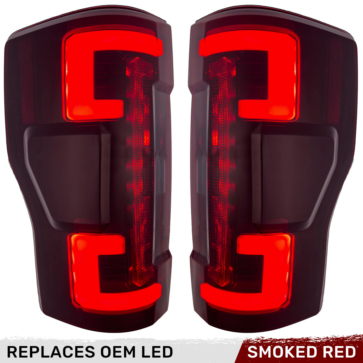 Ford Superduty F250/350/450/550 20-22 (Replaces OEM LED Style Tail Lights with BLIS Blind Spot Warning System) OLED TAIL LIGHTS - Dark Red Smoked Lens - Image 3