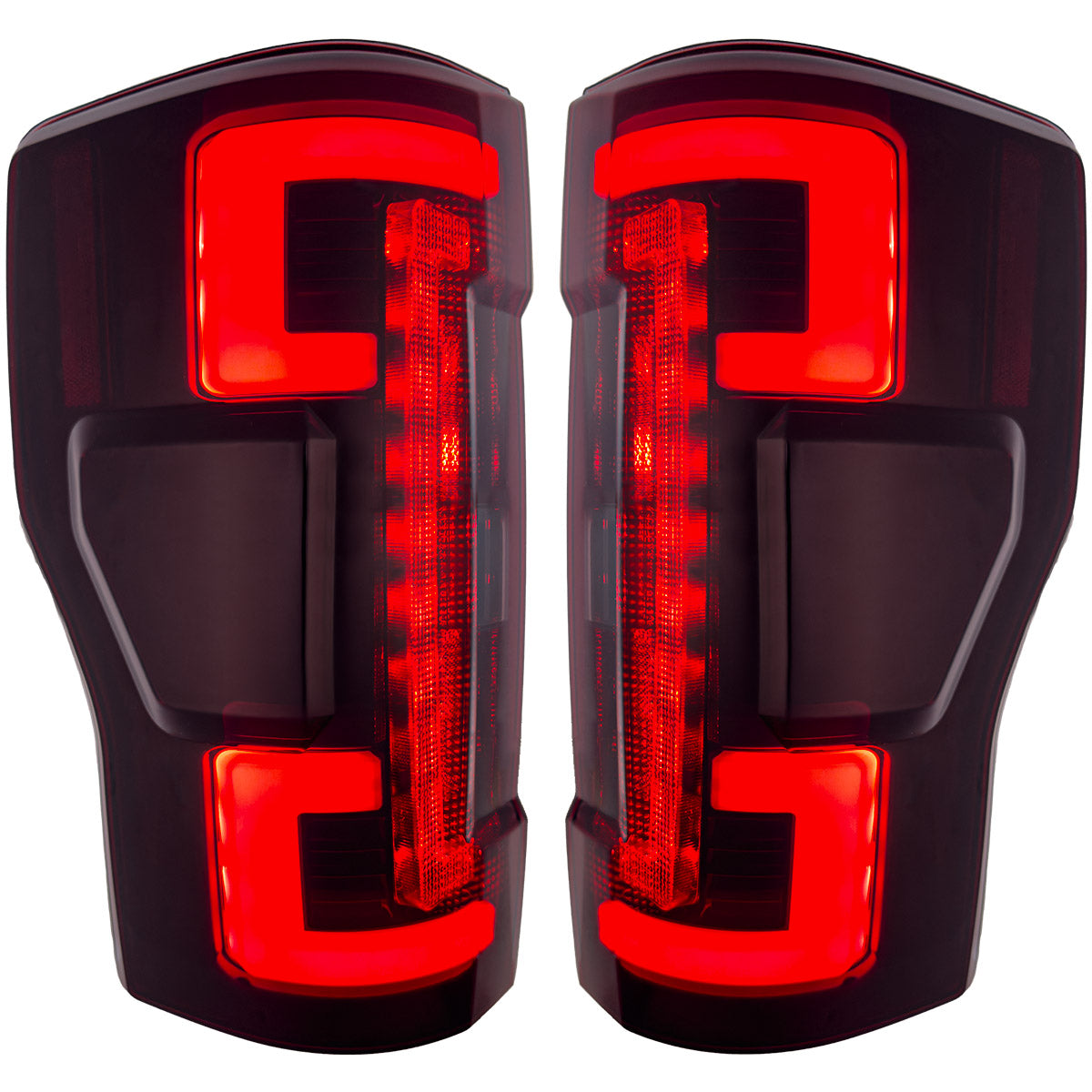 Ford Superduty F250/350/450/550 20-22 (Replaces OEM LED Style Tail Lights with BLIS Blind Spot Warning System) OLED TAIL LIGHTS - Dark Red Smoked Lens - Image 4