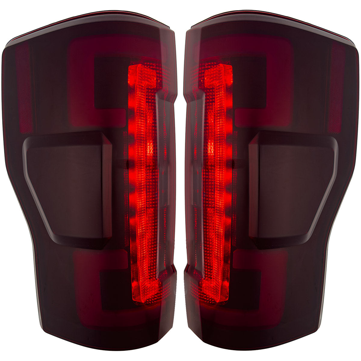 Ford Superduty F250/350/450/550 20-22 (Replaces OEM LED Style Tail Lights with BLIS Blind Spot Warning System) OLED TAIL LIGHTS - Dark Red Smoked Lens