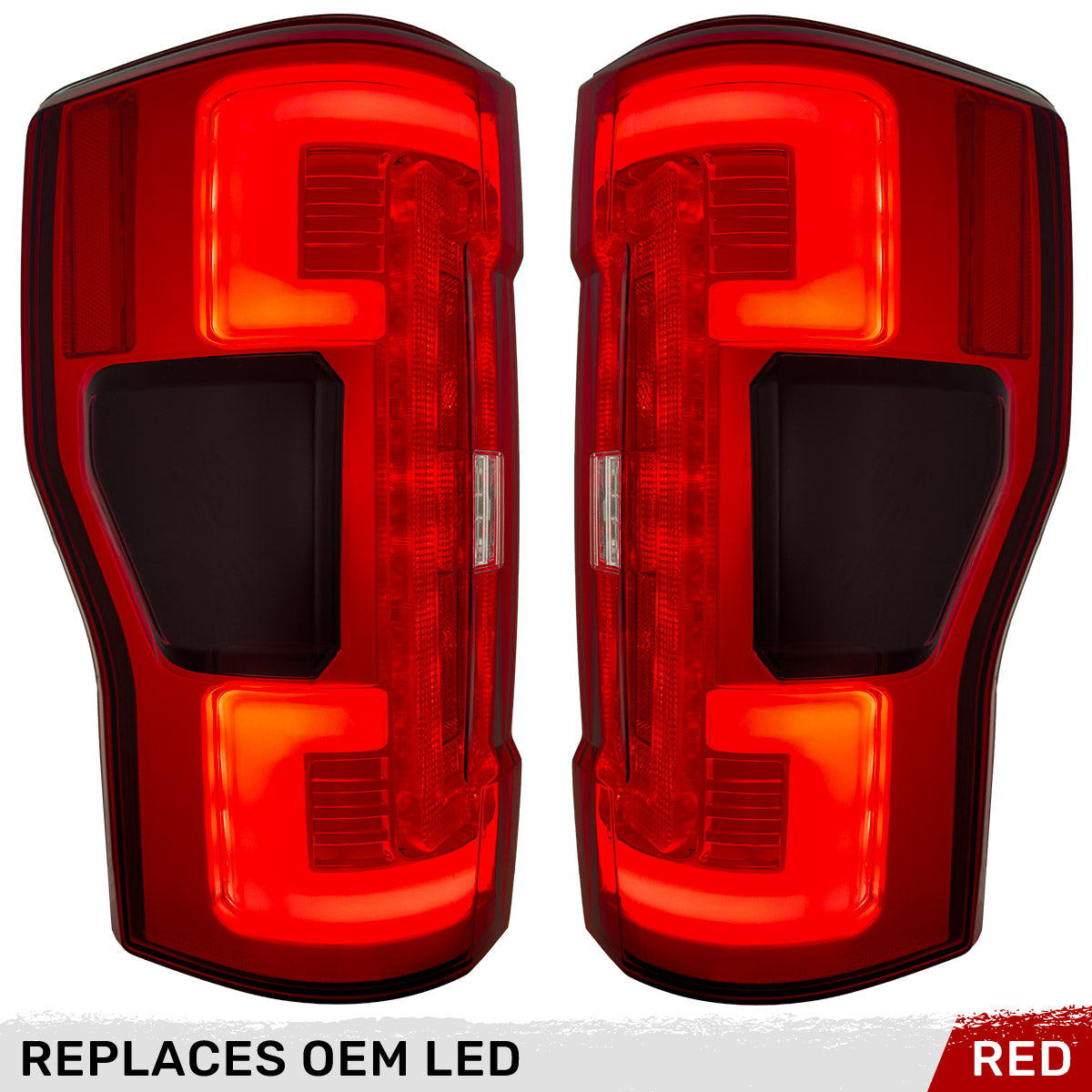 Ford Superduty F250/350/450/550 20-22 (Replaces OEM LED Style Tail Lights with BLIS Blind Spot Warning System) OLED TAIL LIGHTS - Red Lens - Image 2