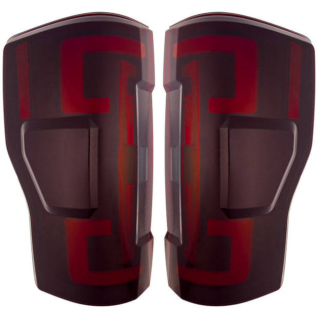 Ford Superduty F250/350/450/550 20-22 (Replaces OEM Halogen Style Tail Lights Both With & Without BLIS Blind Spot Warning System) OLED TAIL LIGHTS - Dark Red Smoked Lens
