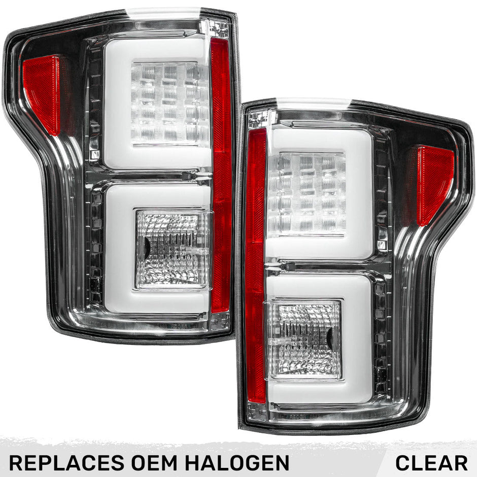 Ford F150 18-20 (Replaces OEM Halogen Style Tail Lights) OLED TAIL LIGHTS - Clear Lens - Image 3