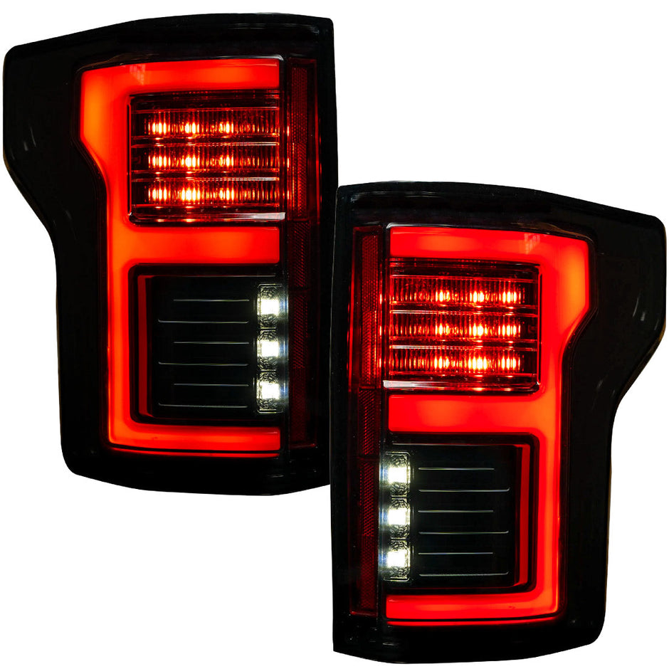 Ford F150 18-20 (Replaces OEM LED Style Tail Lights w/ Blind Spot Warning System) OLED TAIL LIGHTS - Smoked Lens - Image 5