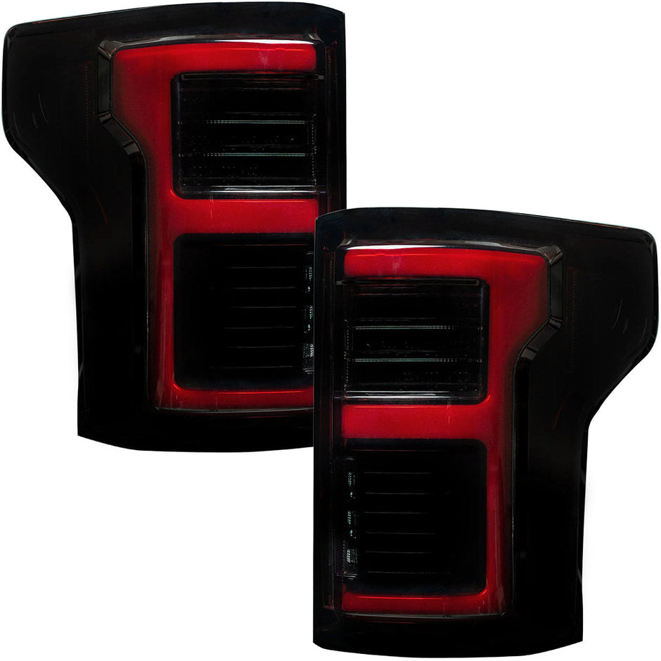 Ford F150 18-20 (Replaces OEM LED Style Tail Lights w/ Blind Spot Warning System) OLED TAIL LIGHTS - Smoked Lens - Image 2