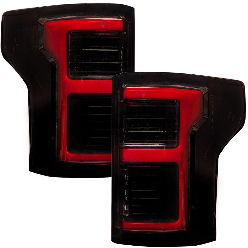 Ford F150 18-20 (Replaces OEM LED Style Tail Lights w/ Blind Spot Warning System) OLED TAIL LIGHTS - Red Smoked Lens