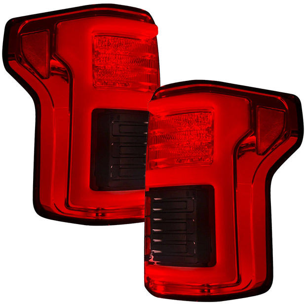 Ford F150 18-20 (Replaces OEM LED Style Tail Lights w/ Blind Spot Warning System) OLED TAIL LIGHTS - Red Lens - Image 2