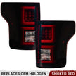 Ford F150 18-20 (Replaces OEM Halogen Style Tail Lights) OLED TAIL LIGHTS - Dark Red Smoked Lens