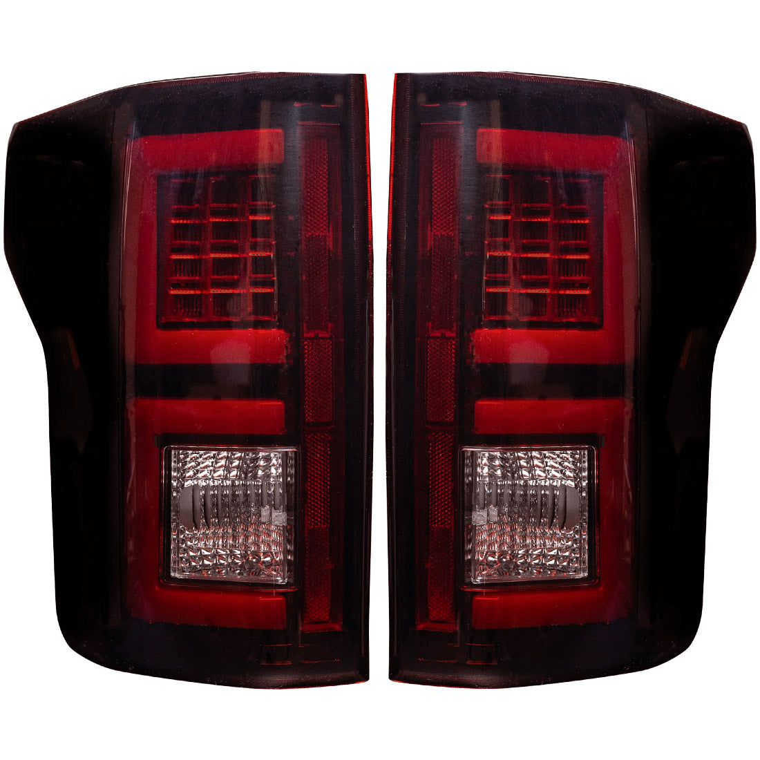 Ford F150 18-20 (Replaces OEM Halogen Style Tail Lights) OLED TAIL LIGHTS - Dark Red Smoked Lens - Image 2