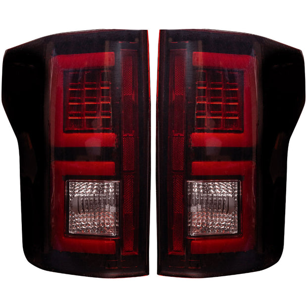 Ford F150 18-20 (Replaces OEM Halogen Style Tail Lights) OLED TAIL LIGHTS - Dark Red Smoked Lens - Image 2