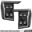 Ford F150 21-23 LED HEADLIGHTS w/ Ultra High Power LED HI & LOW BEAM & Smooth OLED DRL & SCANNING SWITCHBACK Amber LED Turn Signals (Replaces OEM Halogen Style Head Lights Only) - Smoked / Black - Image 3