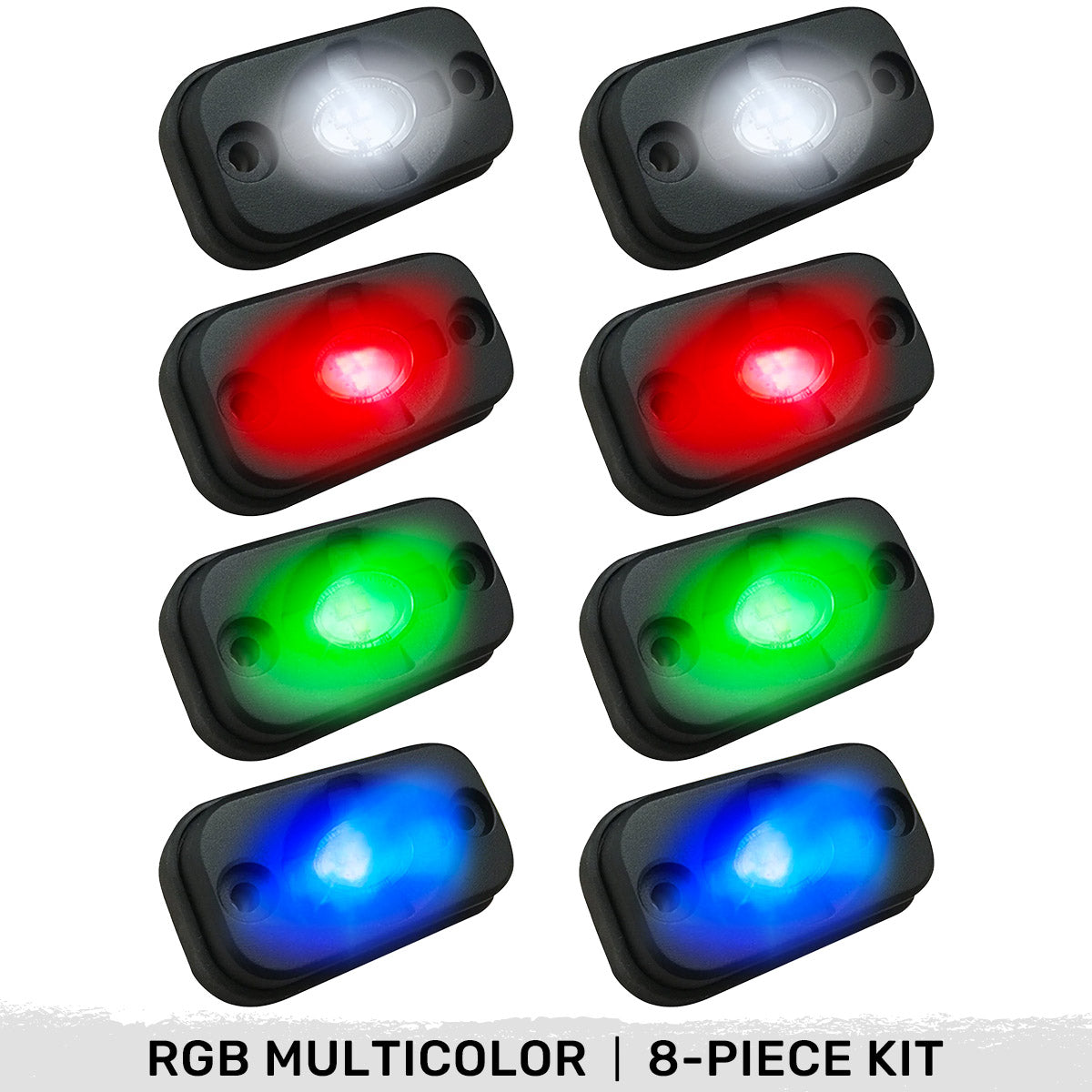 Under Body / Wheel Well Mounted Rectangular Ultra High Power 15-Watt 1600-Lumen CREE LEDs IP67 Waterproof (Includes Wiring Hardware & Gaskets for 8pc Kit - Dimensions: L x H x D = 3.0