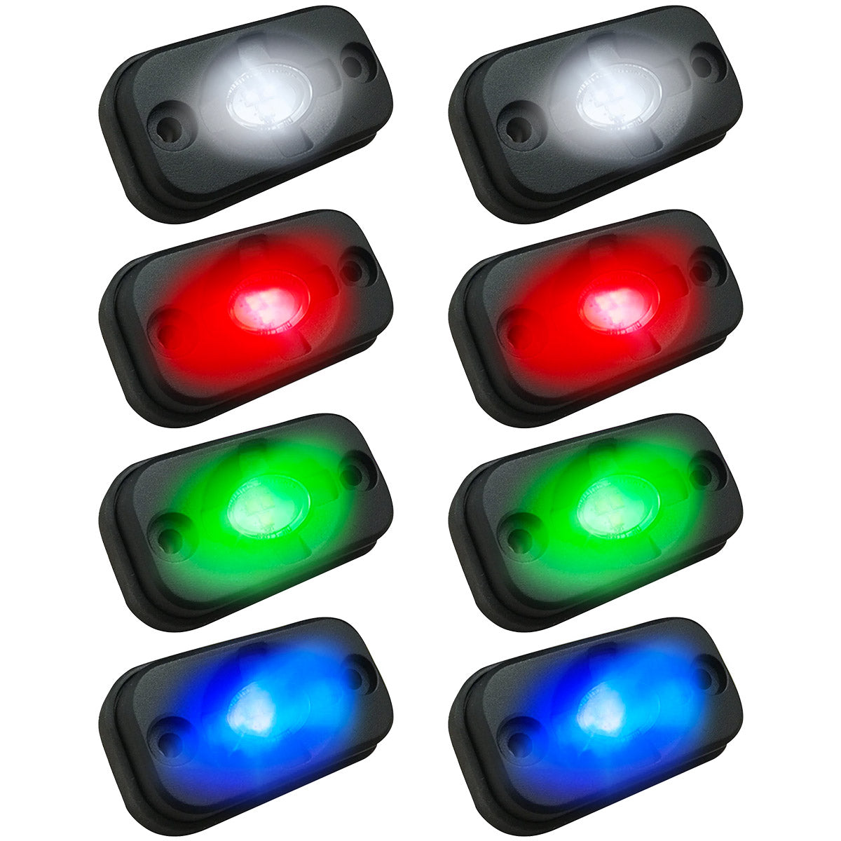 Under Body / Wheel Well Mounted Rectangular Ultra High Power 15-Watt 1600-Lumen CREE LEDs IP67 Waterproof (Includes Wiring Hardware & Gaskets for 8pc Kit - Dimensions: L x H x D = 3.0
