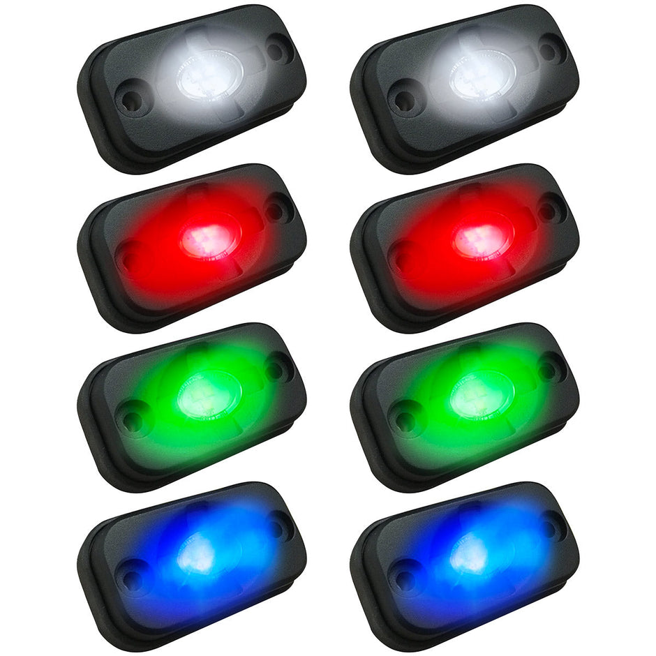 Under Body / Wheel Well Mounted Rectangular Ultra High Power 15-Watt 1600-Lumen CREE LEDs IP67 Waterproof (Includes Wiring Hardware & Gaskets for 8pc Kit - Dimensions: L x H x D = 3.0