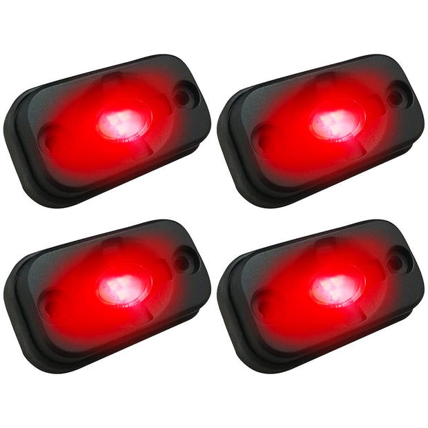 Under Body / Wheel Well Mounted Rectangular Ultra High Power 15-Watt 1600-Lumen CREE LEDs IP67 Waterproof (Includes Wiring Hardware & Gaskets for 4pc Kit - Dimensions: L x H x D = 3.0" x 1.7" x 1.0") - RED - Image 2