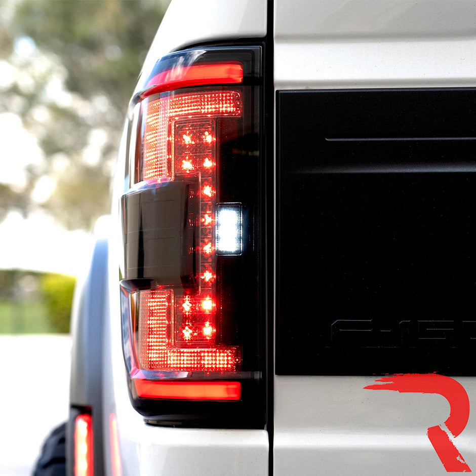 Ford F150 & RAPTOR 21-23 (Replaces OEM LED Style Tail Lights w/ Blind Spot Warning System) OLED TAIL LIGHTS - Smoked Lens - Image 6
