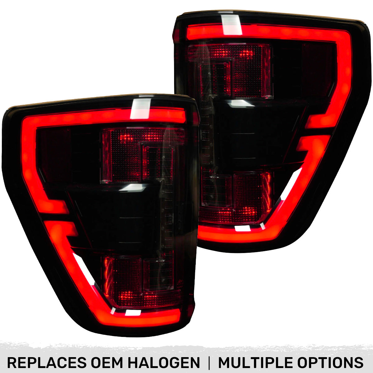 Ford F150 21-23 (Replaces OEM Halogen Style Tail Lights w/ Blind Spot Warning System) OLED TAIL LIGHTS - Smoked Lens