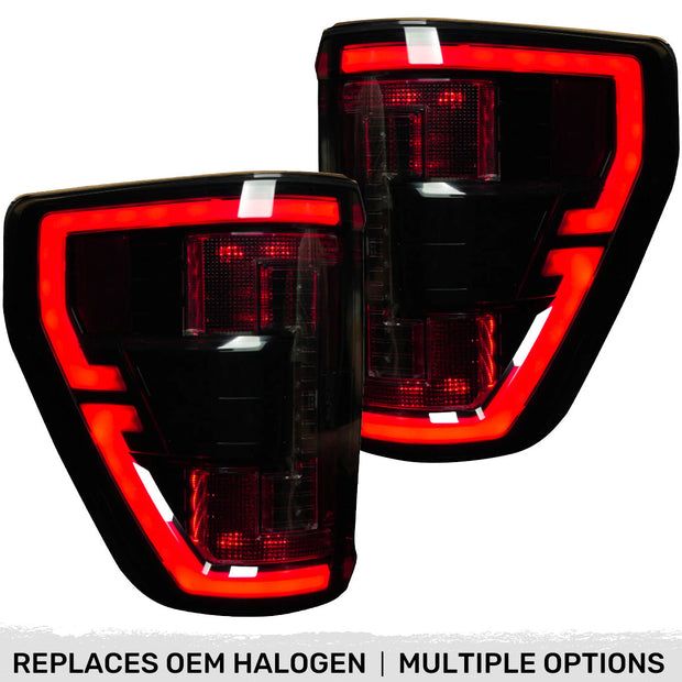 Ford F150 21-23 (Replaces OEM Halogen Style Tail Lights w/ Blind Spot Warning System) OLED TAIL LIGHTS - Smoked Lens