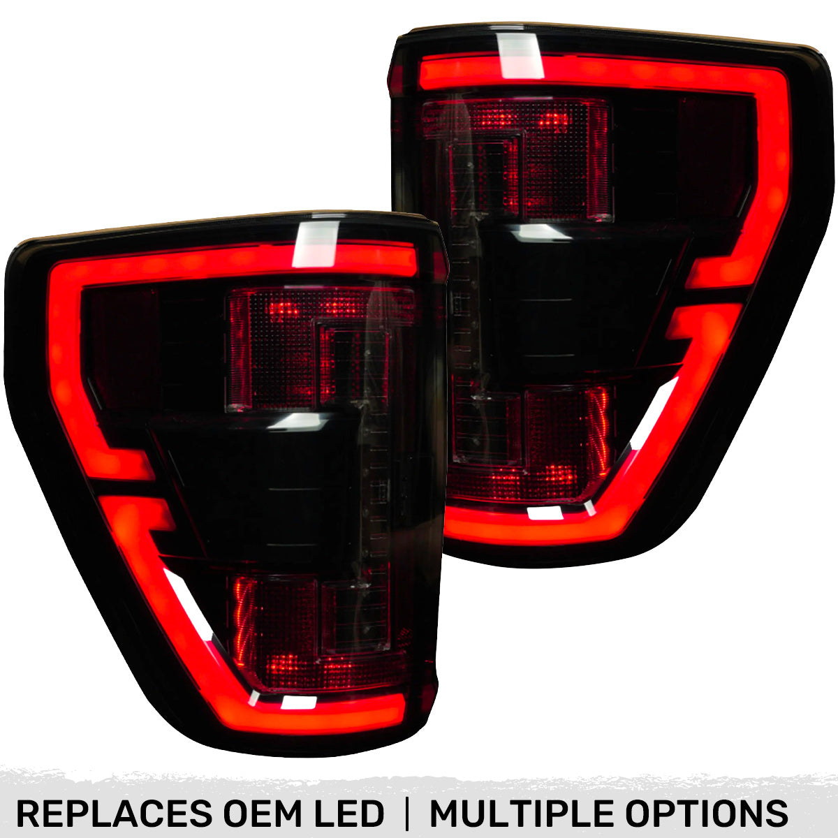 Ford F150 & RAPTOR 21-23 (Replaces OEM LED Style Tail Lights w/ Blind Spot Warning System) OLED TAIL LIGHTS - Smoked Lens