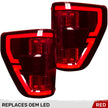 Ford F150 & RAPTOR 21-23 (Replaces OEM LED Style Tail Lights w/ Blind Spot Warning System) OLED TAIL LIGHTS - Red Lens - Image 4